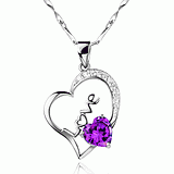 Stylish heart shaped 925 Sterling Silver Pendant with cz